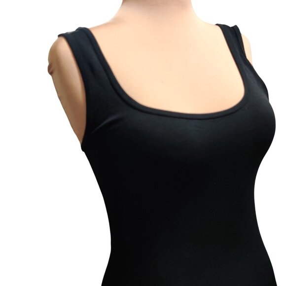 LOVE 83 L XL Juniors Womens Tank Top Black Scoop Neck Fitted Layering Stretch - Picture 9 of 12